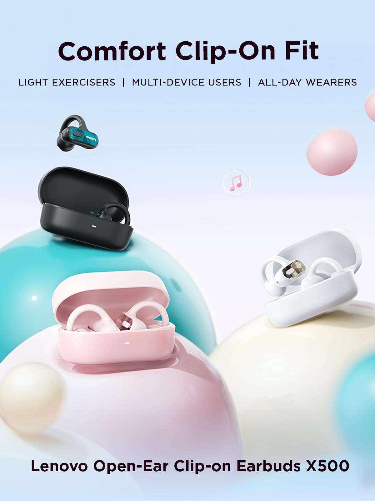 lenovo x500 ear clip closeup demonstrating secure fit benefit