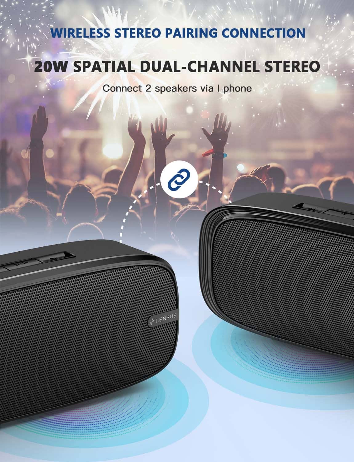LENRUE Bluetooth Speaker control panel offers easy playback access