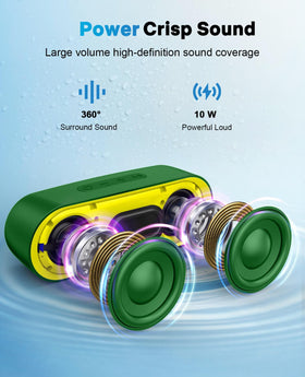 LENRUE Bluetooth speaker green waterproof-dustproof shell withstands splashes by pool
