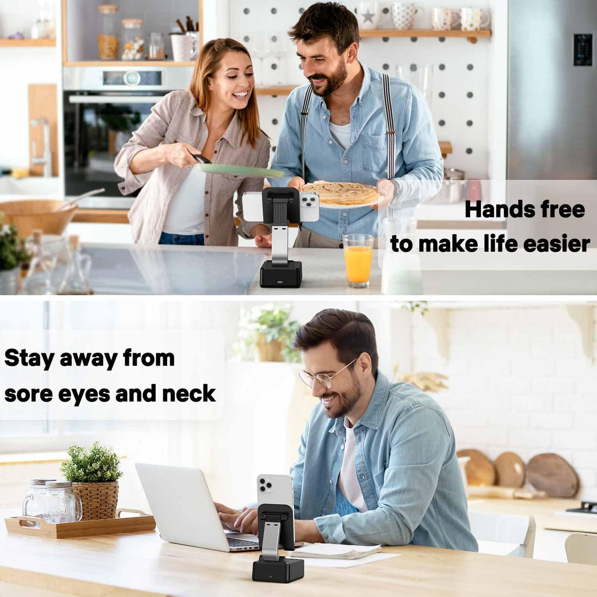 LENRUE in-use on kitchen counter for hands-free recipe viewing