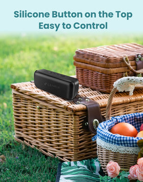 LENRUE on picnic blanket outdoors providing portable music enjoyment