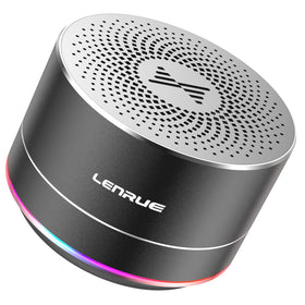 LENRUE portable Bluetooth speaker aluminum body close-up for travel