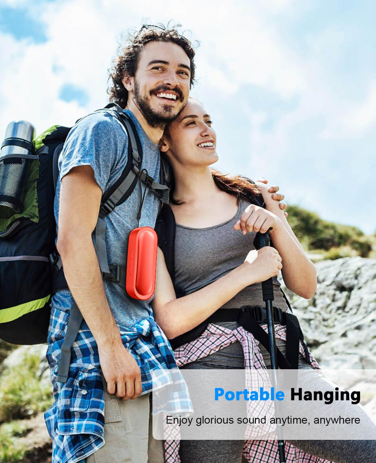 LENRUE speaker ports and detachable lanyard detail for versatile connectivity and hanging