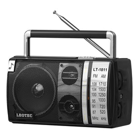 LEOTEC AM FM radio with retractable antenna for stable reception