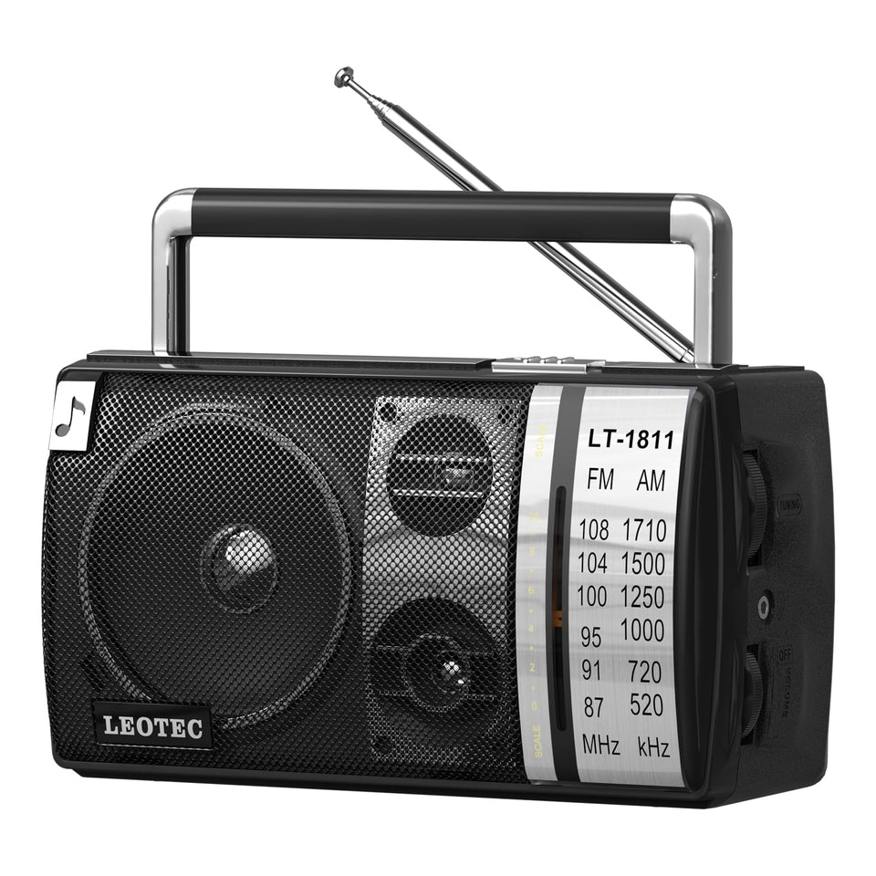 LEOTEC AM FM radio with retractable antenna for stable reception