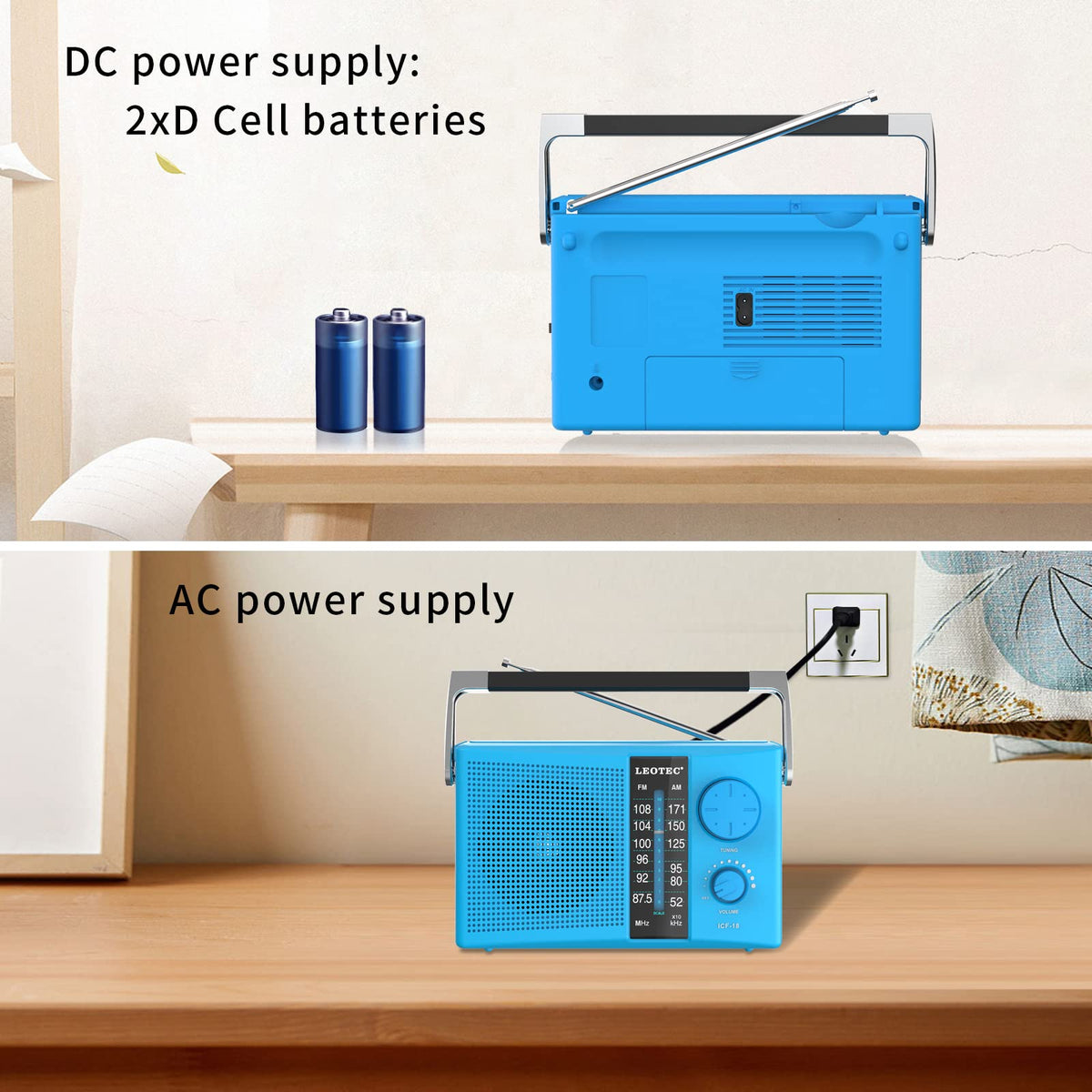 LEOTEC radio compact dimensions suitable for kitchen or travel