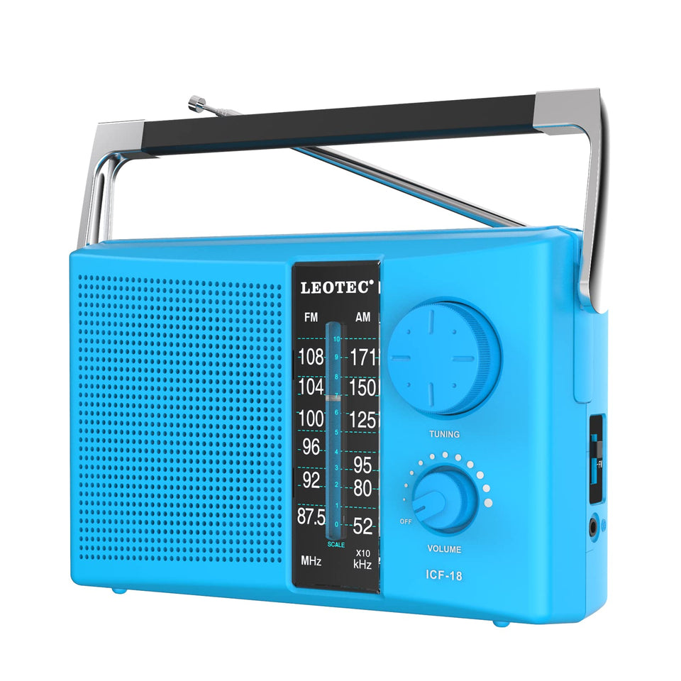 LEOTEC AM/FM radio with retractable antenna for strong reception