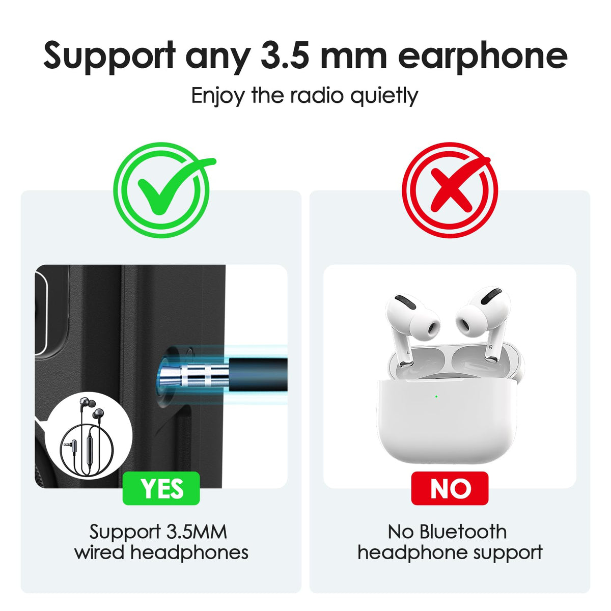 LEOTEC in use with headphones beside bed for private listening benefit