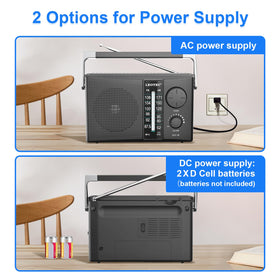 LEOTEC radio battery power lets you listen on the go with 2 D cells.