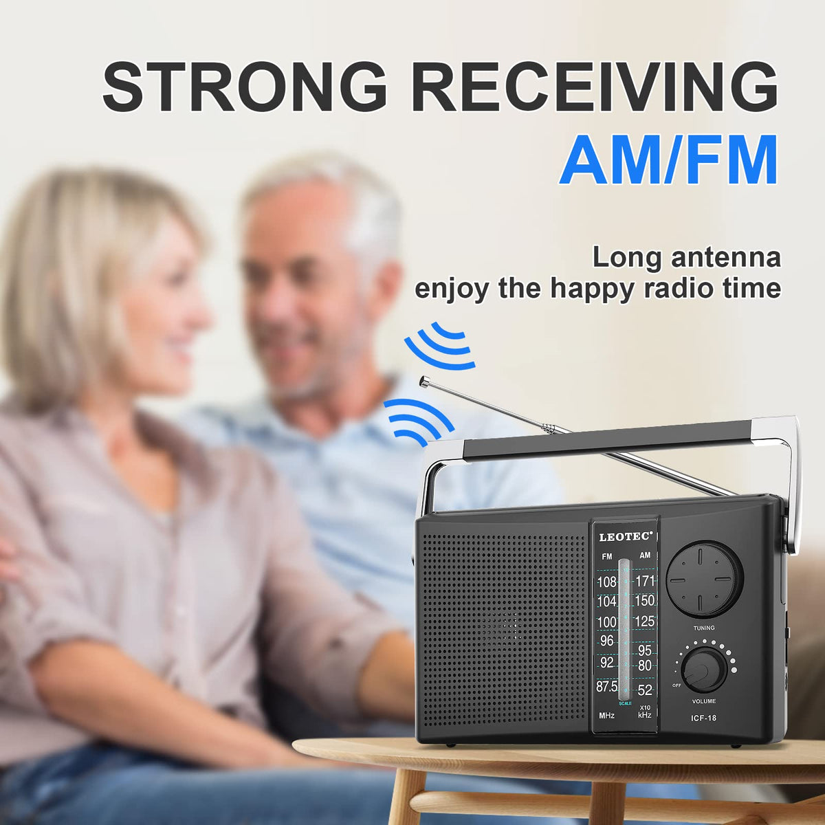 LEOTEC radio headphone jack enables private listening with comfort.