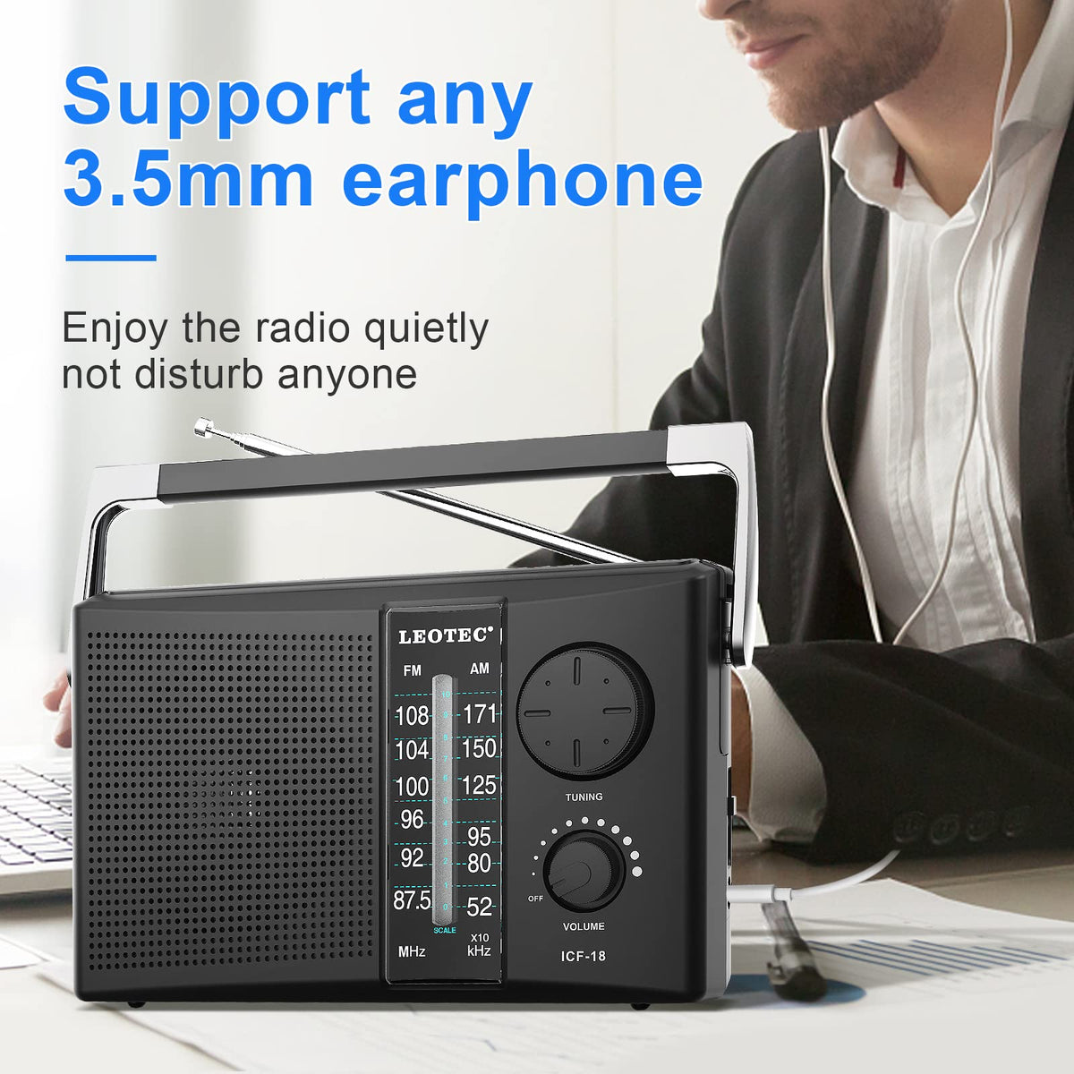 LEOTEC portable radio speaker delivers clear, loud sound for shared listening.