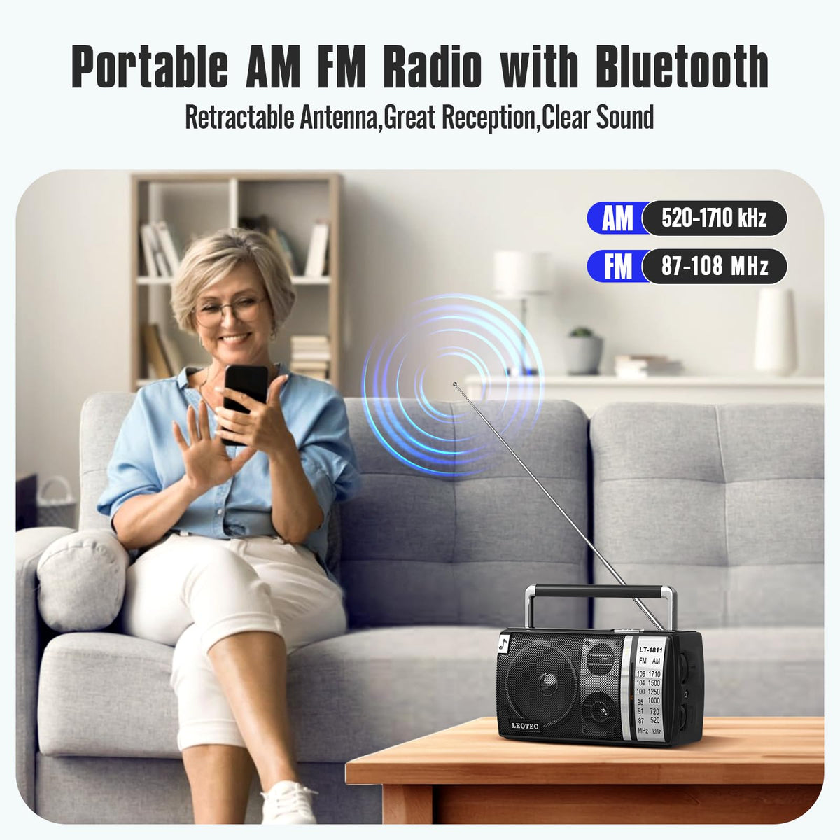 LEOTEC portable Bluetooth radio in handheld design for outdoor listening