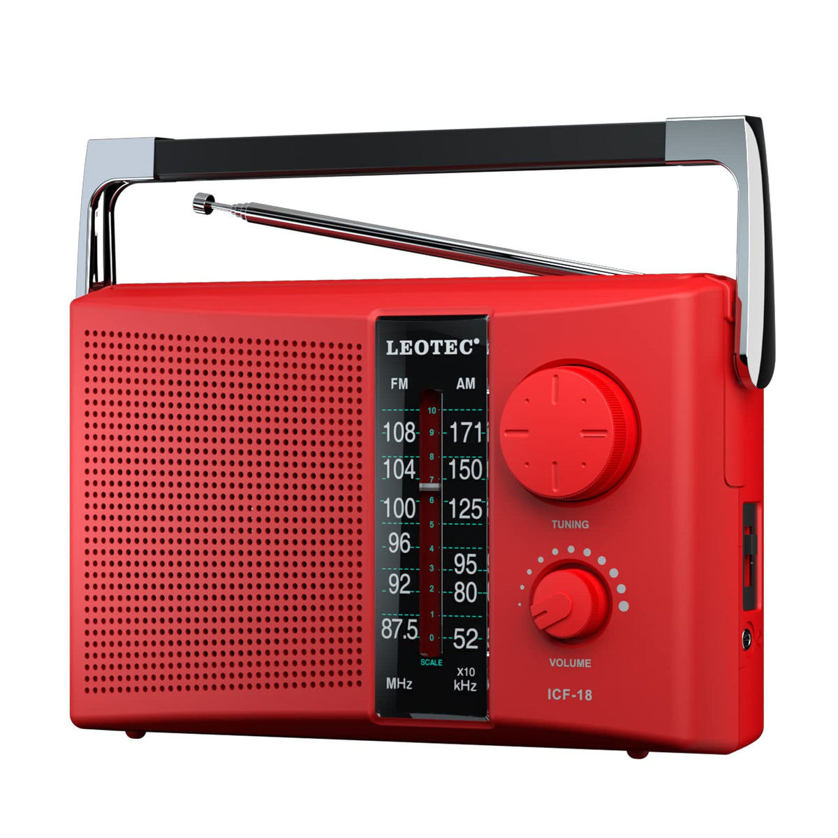 LEOTEC portable radio with retractable antenna for strong FM/AM reception