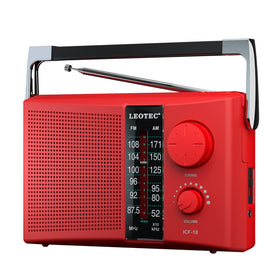 LEOTEC portable radio with retractable antenna for strong FM/AM reception