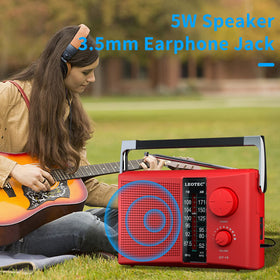 LEOTEC radio with built-in carry handle for convenient outdoor listening