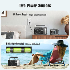 LEOTEC radio offers wall plug or battery power for flexible use