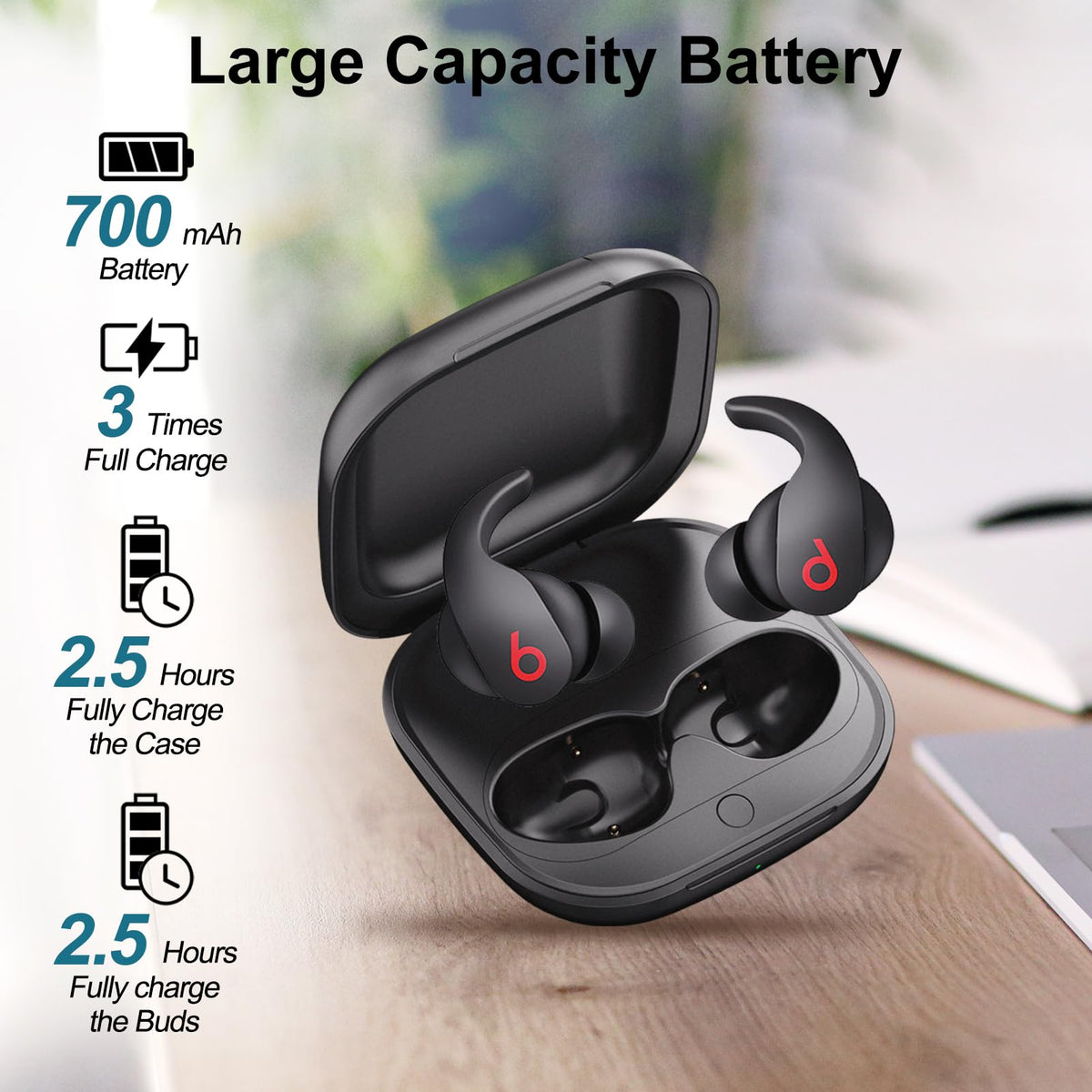 leQuiven Beats Fit Pro charging case with status indicator lights for quick charging visibility