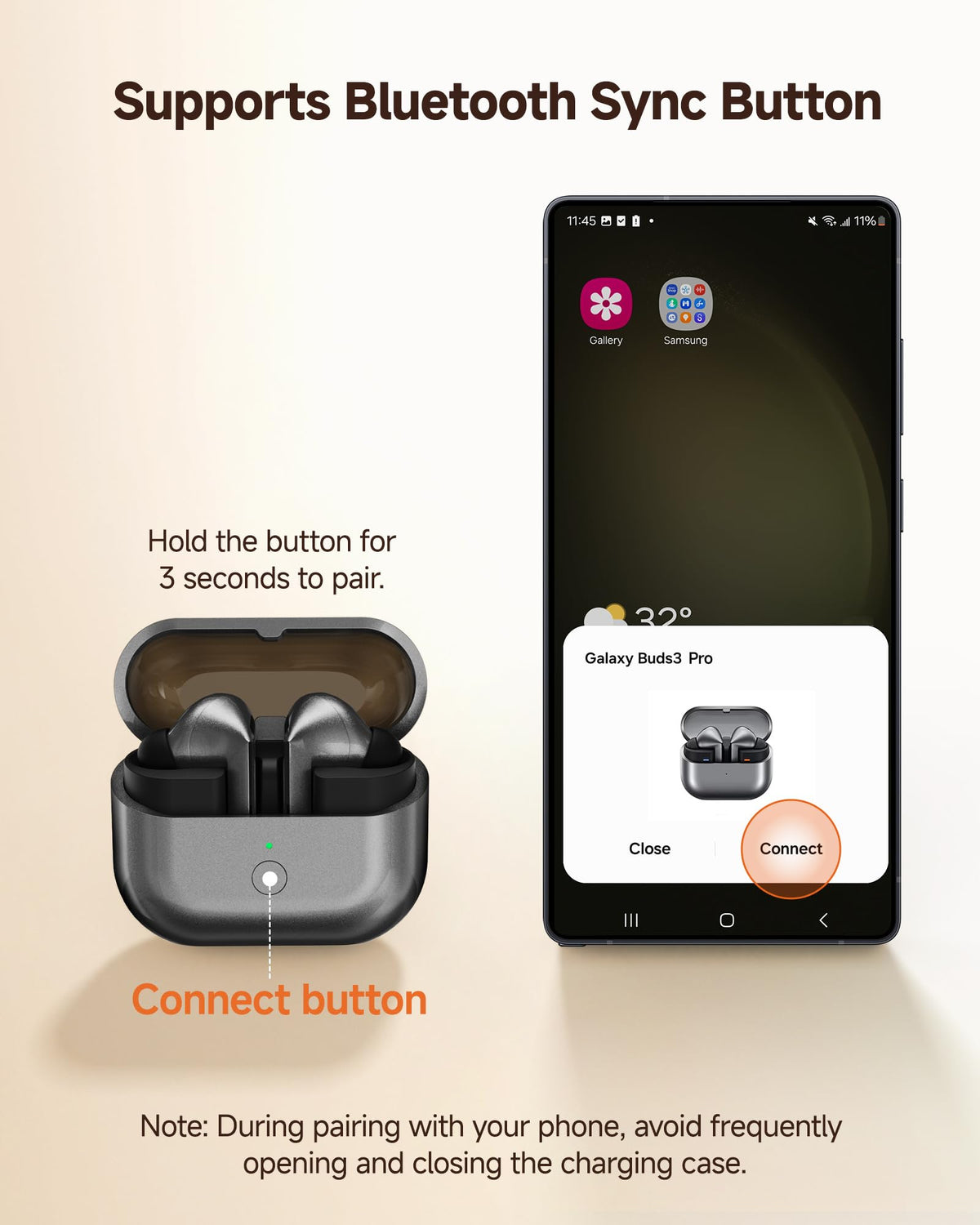 LeQuiven Buds 3 Pro compact case design fits easily in a pocket.