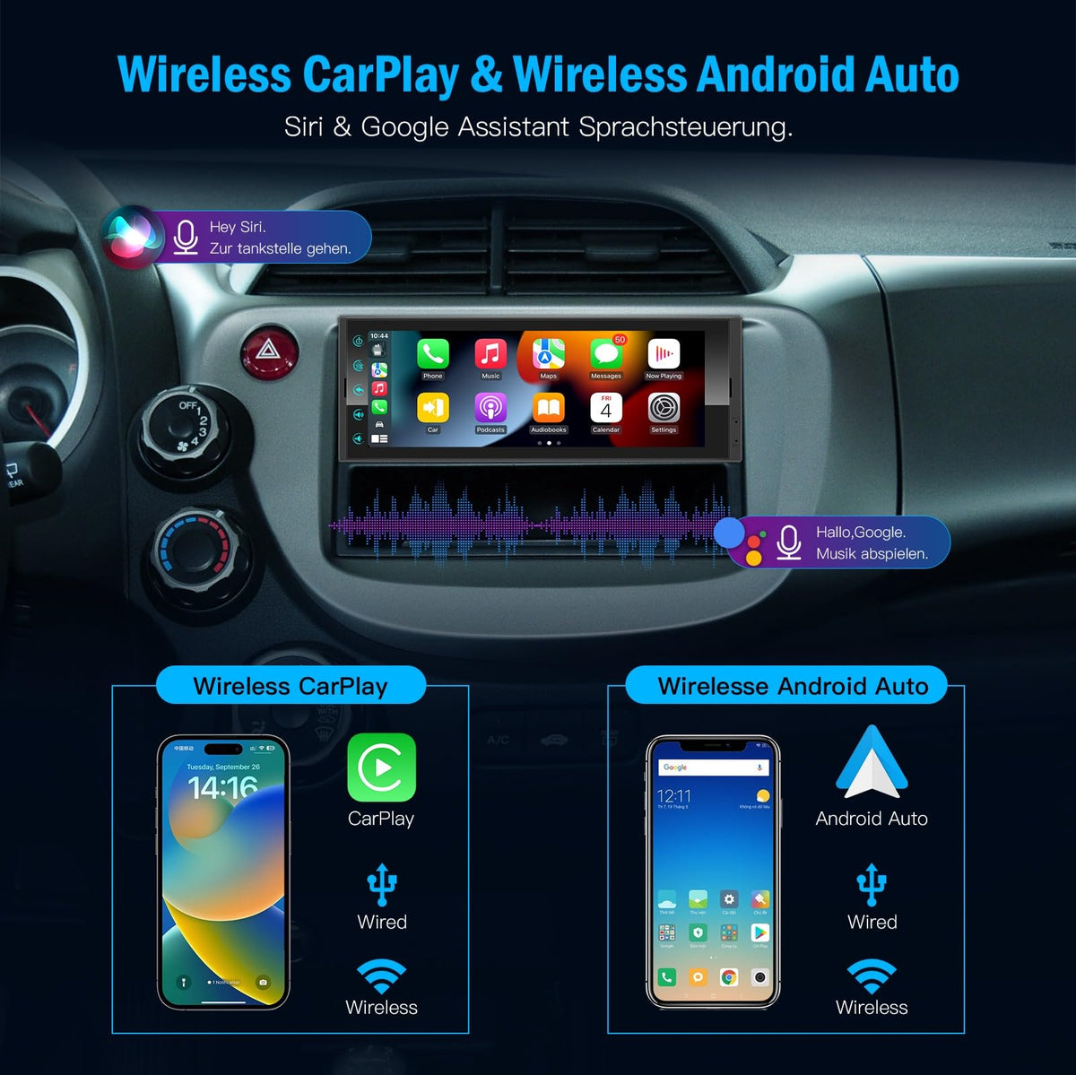 LEROAADZ wireless CarPlay and Android Auto for hands-free driving
