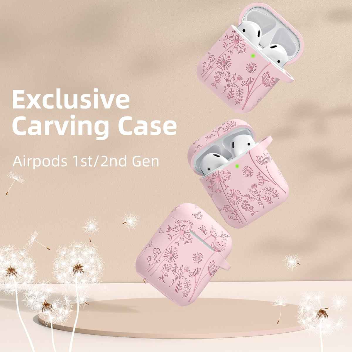 Lerobo AirPods case with carabiner keychain for portable protection.