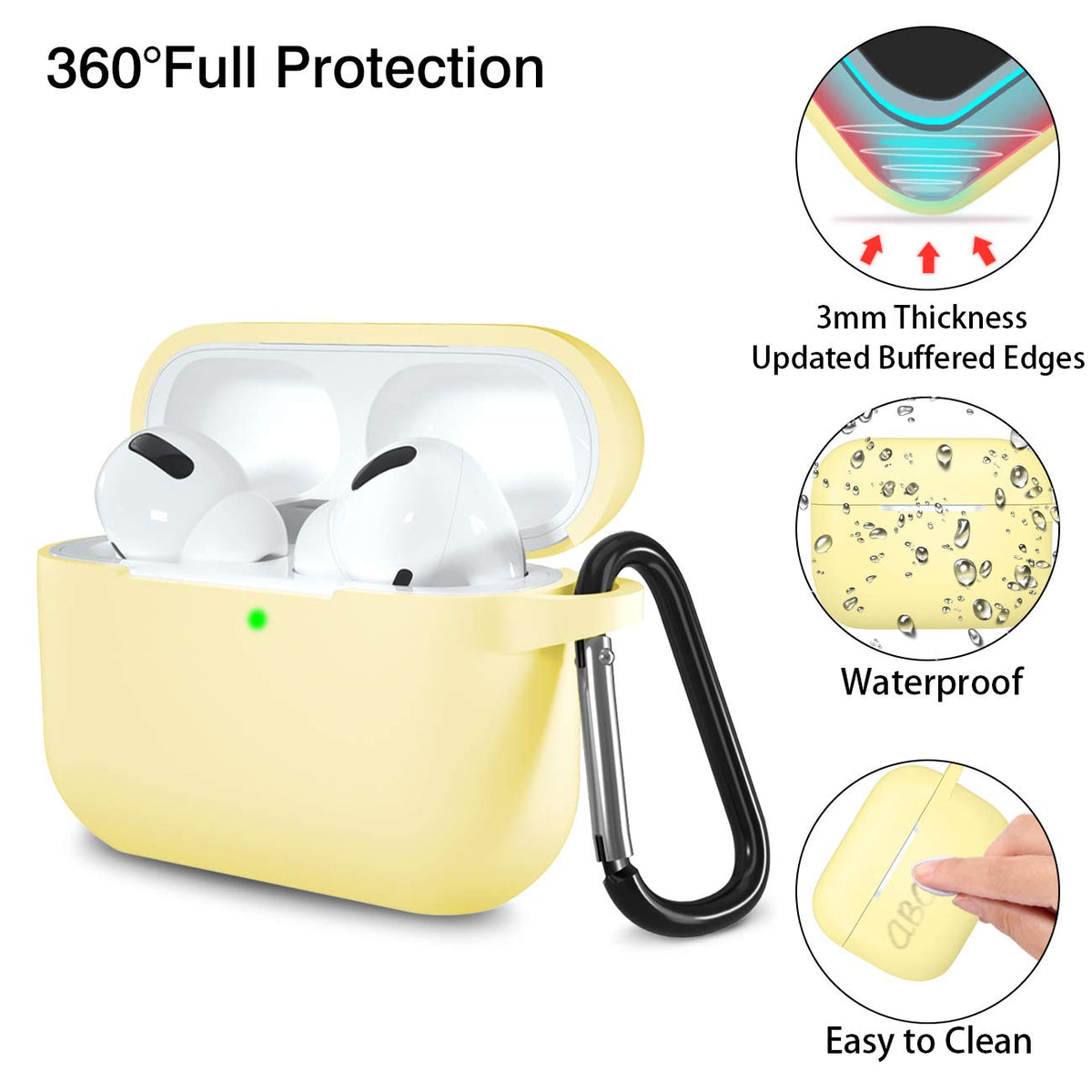 Lerobo AirPods Pro 2 case with metal carabiner for easy attachment.