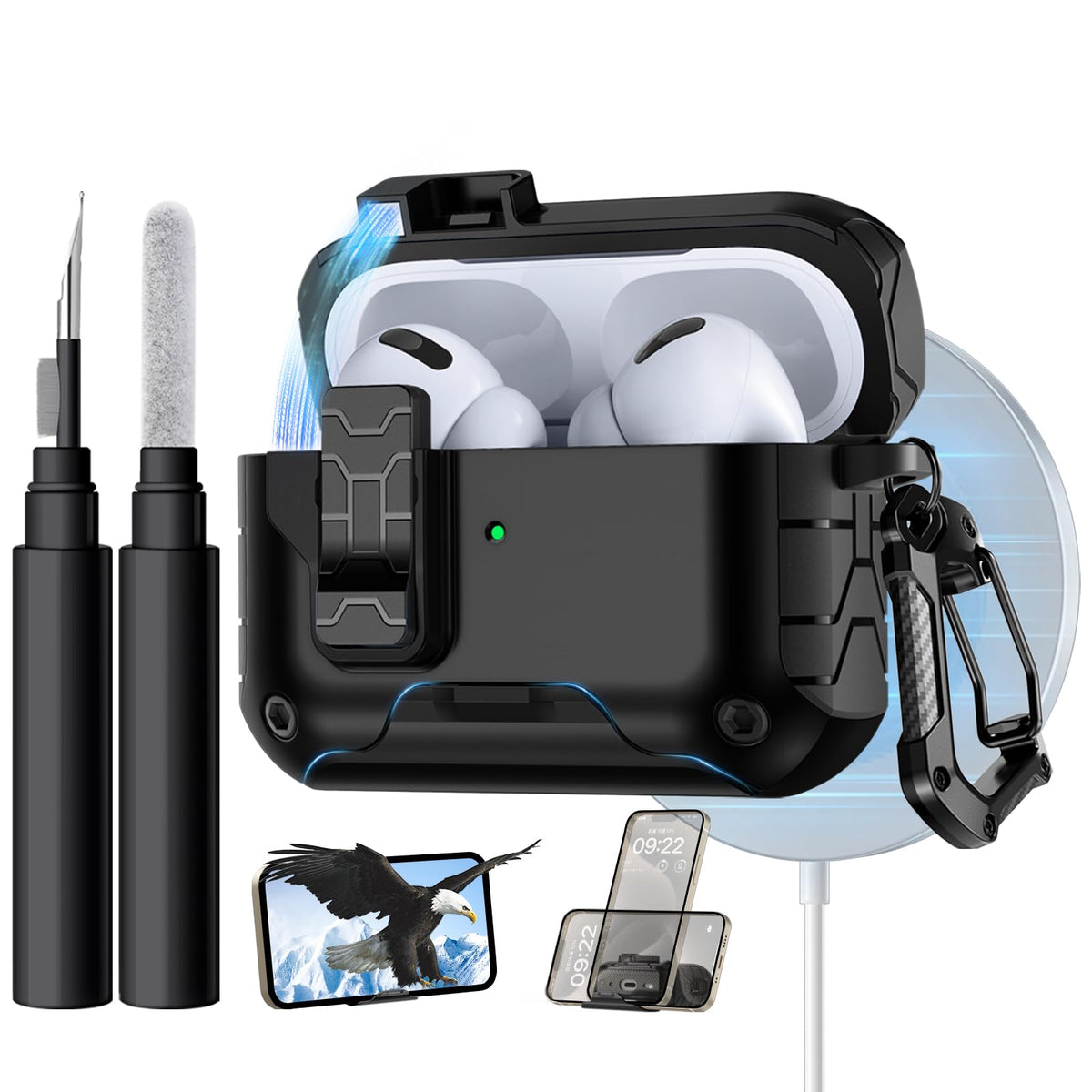 Lerobo AirPods Pro 2 case front view with rugged protection for daily wear