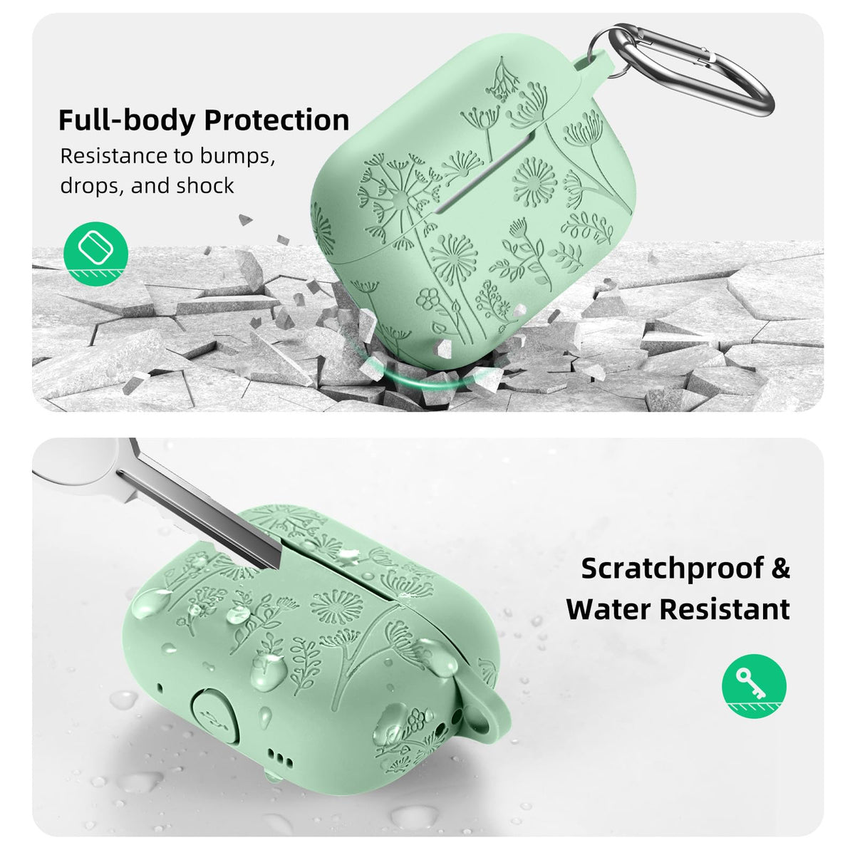 Lerobo AirPods Pro 2 case with keychain attachment for easy carry