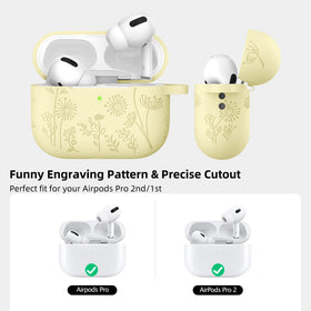 Lerobo AirPods Pro 2 floral engraving pattern stays vibrant without fading.