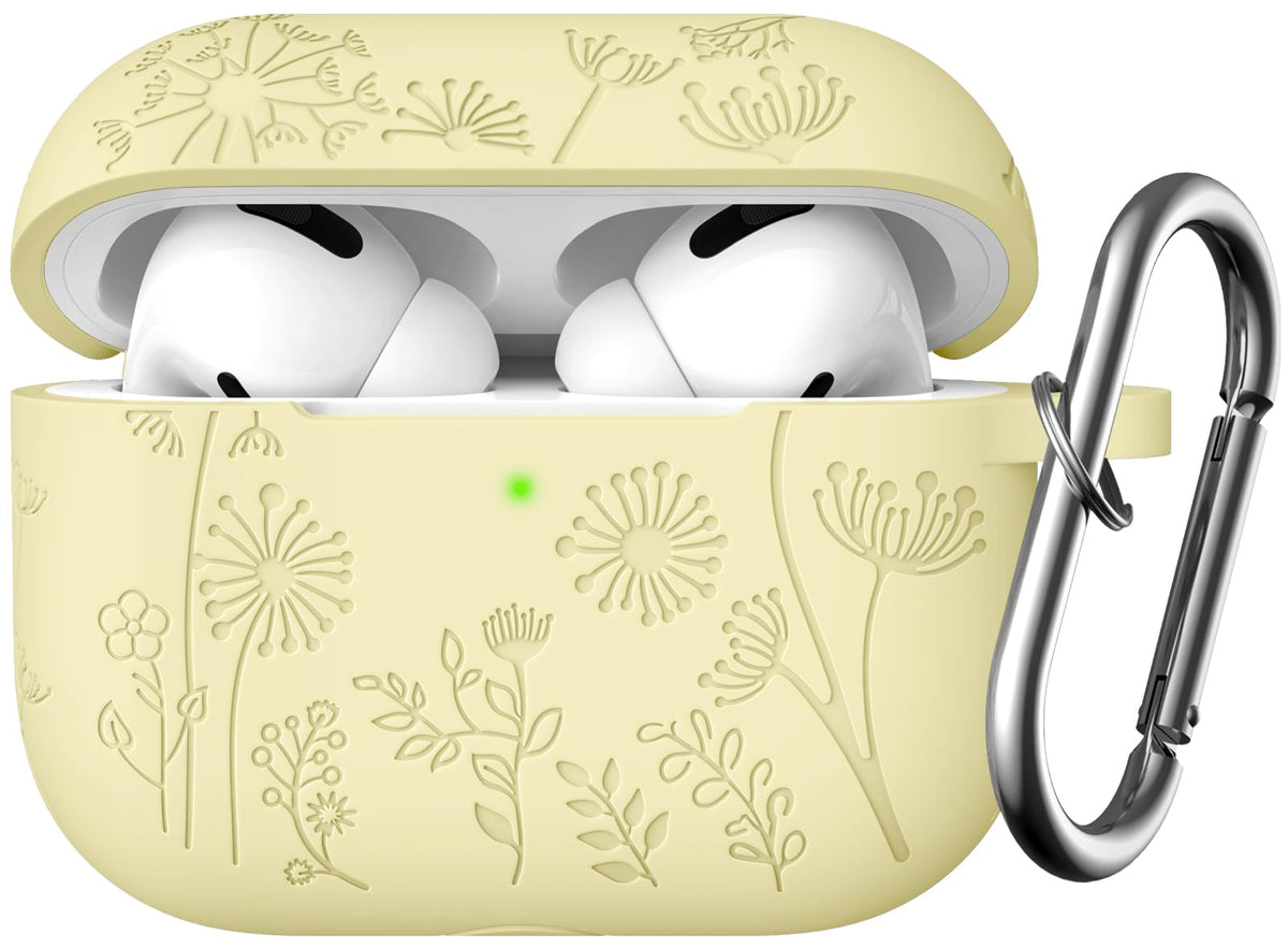 Lerobo AirPods Pro 2 flower-engraved silicone case provides stylish protection against daily bumps.