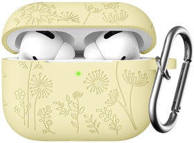 Lerobo AirPods Pro 2 flower-engraved silicone case provides stylish protection against daily bumps.