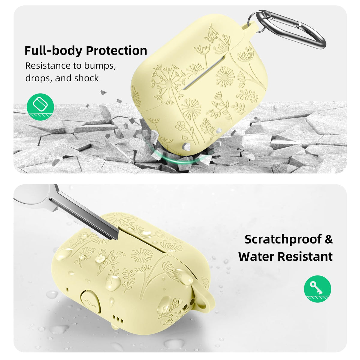 Lerobo AirPods Pro 2 full-protection silicone skin guards against drops and scratches.