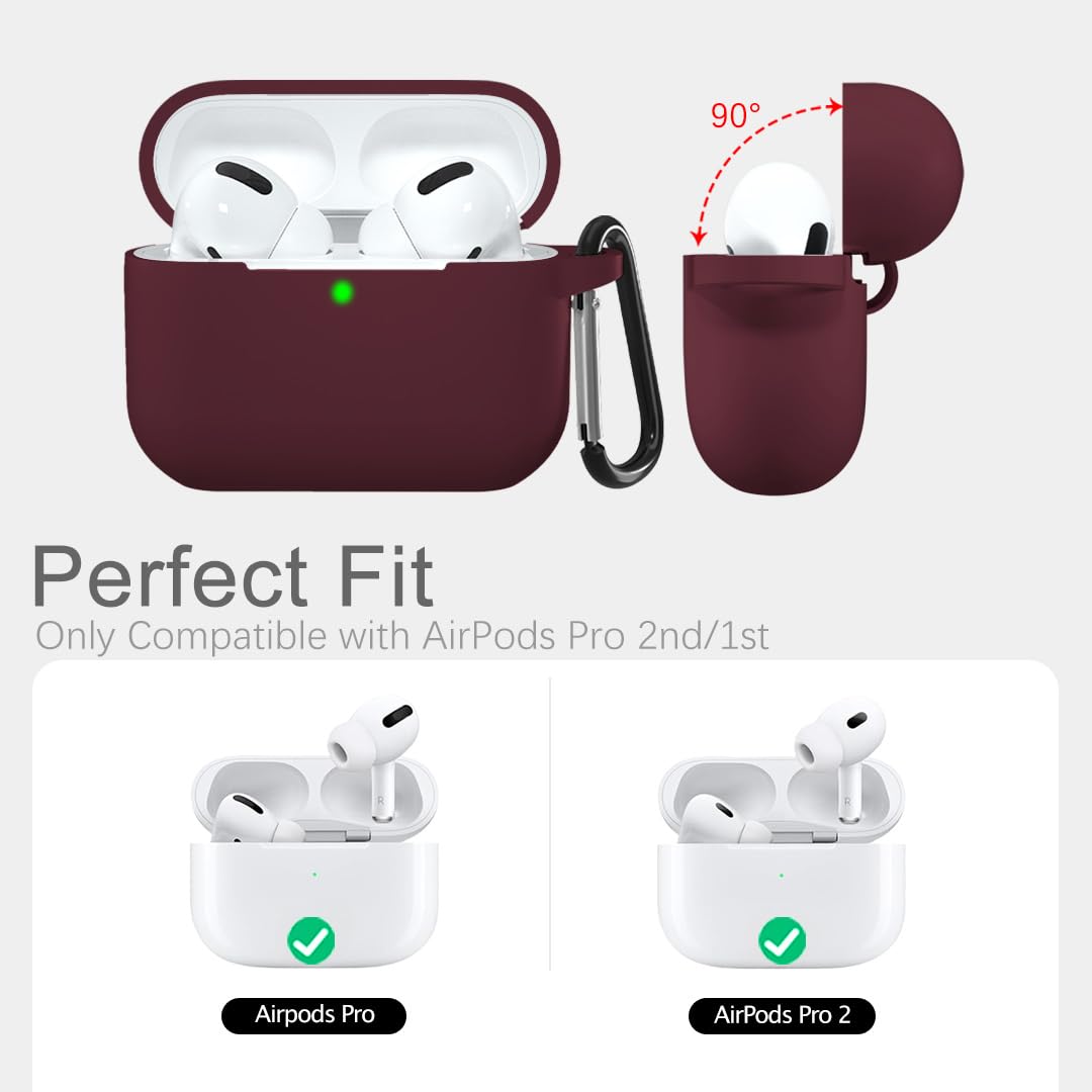 Lerobo burgundy AirPods Pro case highlights dust-proof protection