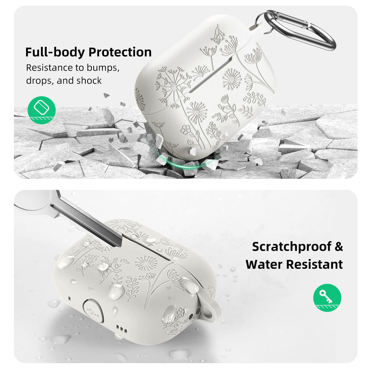 Lerobo AirPods Pro full-coverage back view, protective silicone coating.