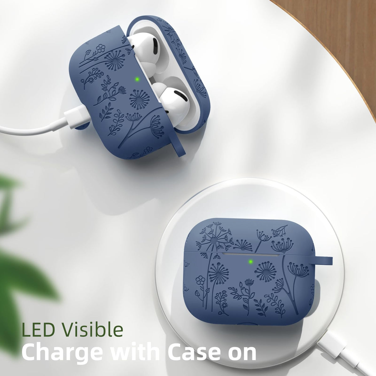 Lerobo AirPods Pro flower engraving design stays vibrant over time.