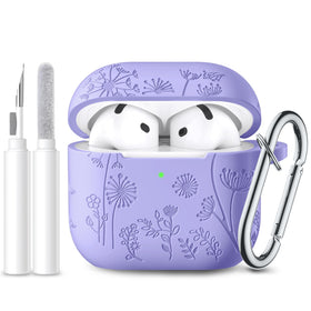 Lerobo AirPods 4 case in bluish violet silicone cover protects with style.