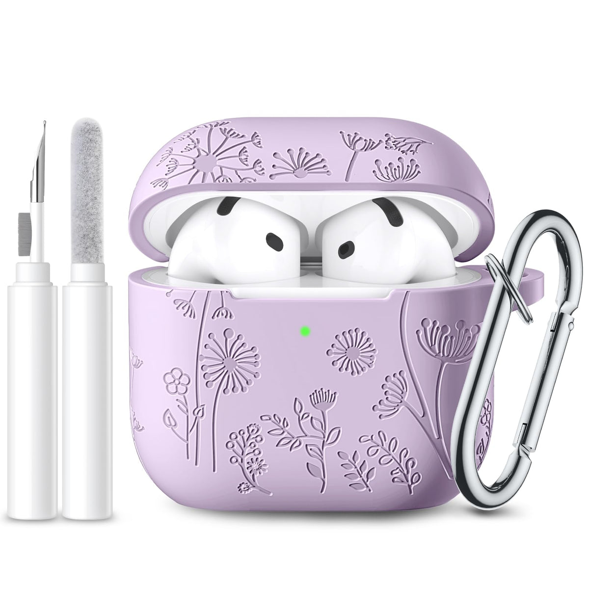 Lerobo AirPods 4 case with lavender engraving—durable protection.