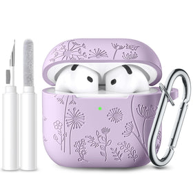 Lerobo AirPods 4 case with lavender engraving—durable protection.