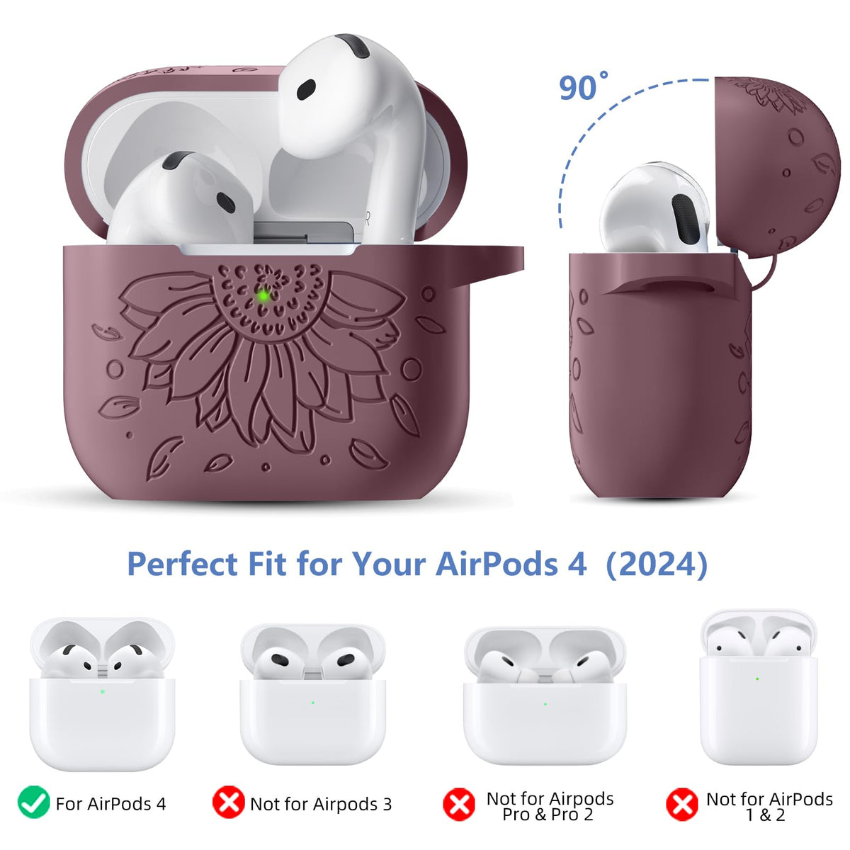 Lerobo AirPods 4 case shows LED charging status at a glance.