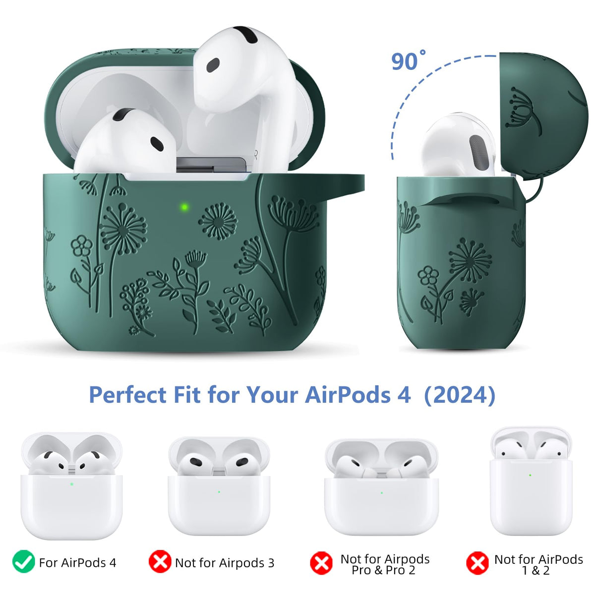 Lerobo AirPods 4 pine-green with cleaning pen included for quick care.