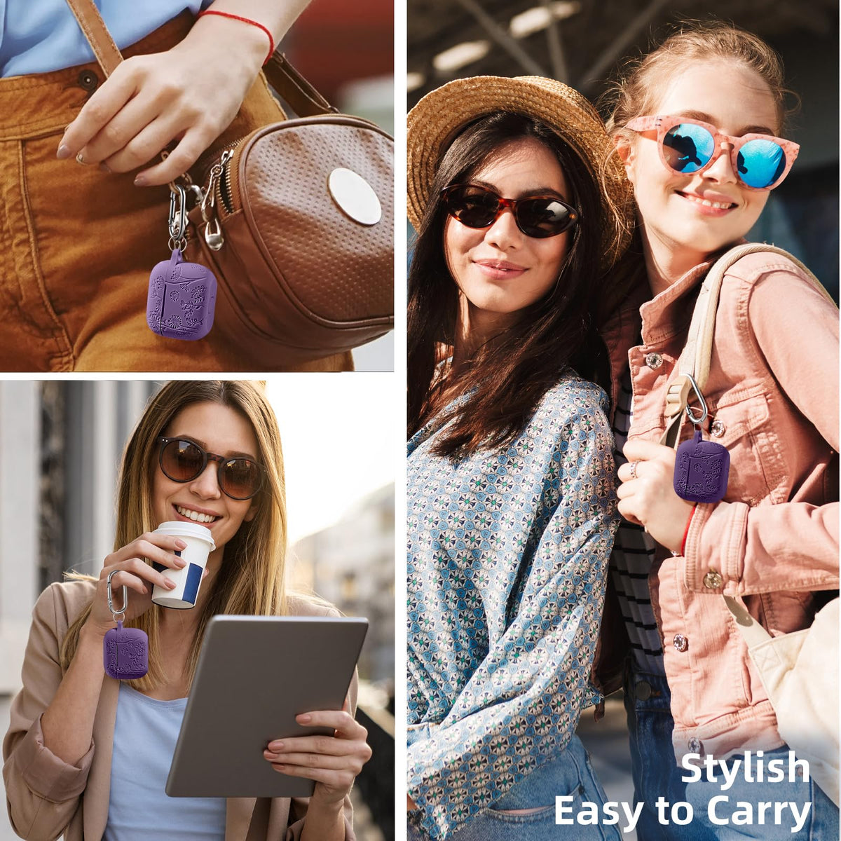 Lerobo AirPods 4 purple case with engraved pattern for lasting style