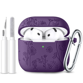 Lerobo AirPods 4 purple case, front view, stylish protection and LED visibility