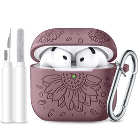 Lerobo AirPods 4 case with sunflower engraving provides stylish protection.