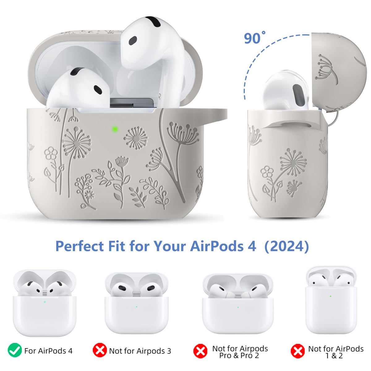 Lerobo AirPods 4 engraved pattern, durable design that won’t fade over time.