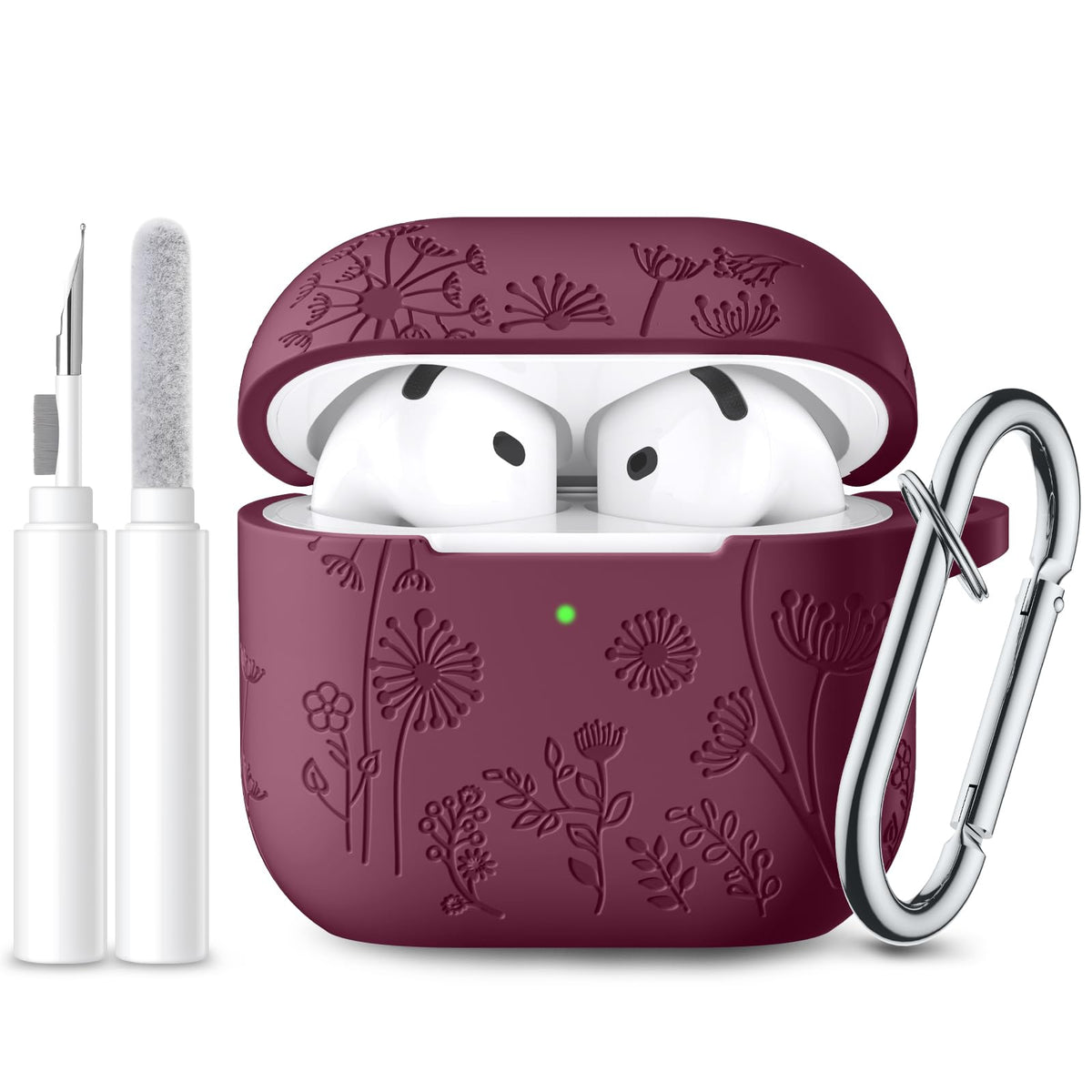 Lerobo AirPods 4 case with flower engraving for stylish protection