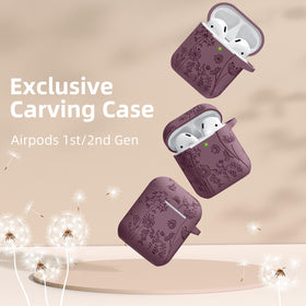 Lerobo Flower Engraved AirPods Case Side View showing soft silicone texture