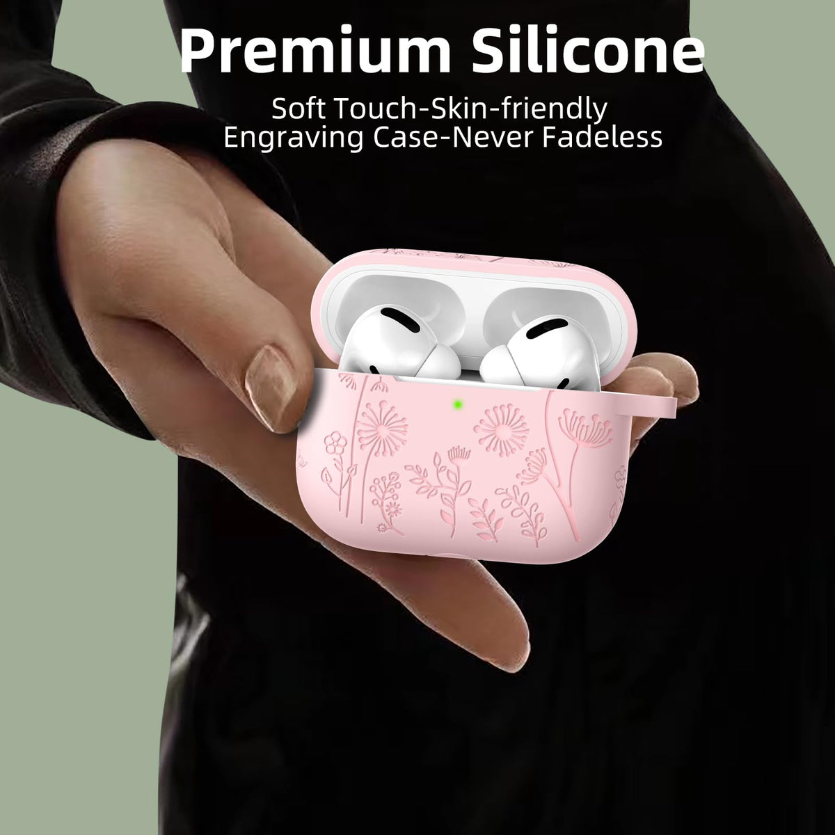 Lerobo Flower Engraved AirPods Pro case with dust guard