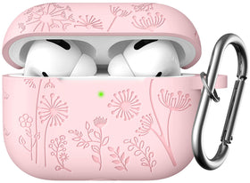 Lerobo Flower Engraved AirPods Pro case with front LED visible