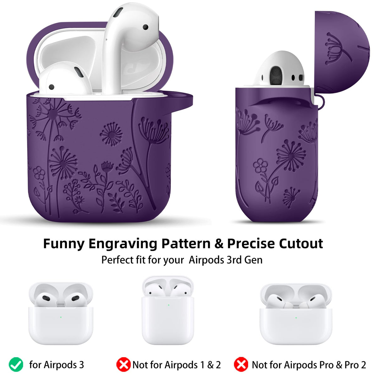 Lerobo flower engraved AirPods case highlighting unique floral pattern.