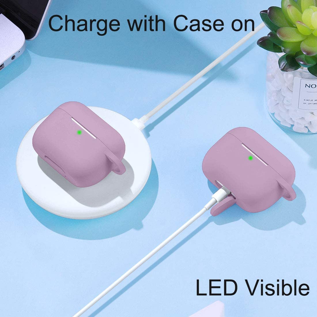 Lerobo lavender AirPods case with carabiner for easy carry