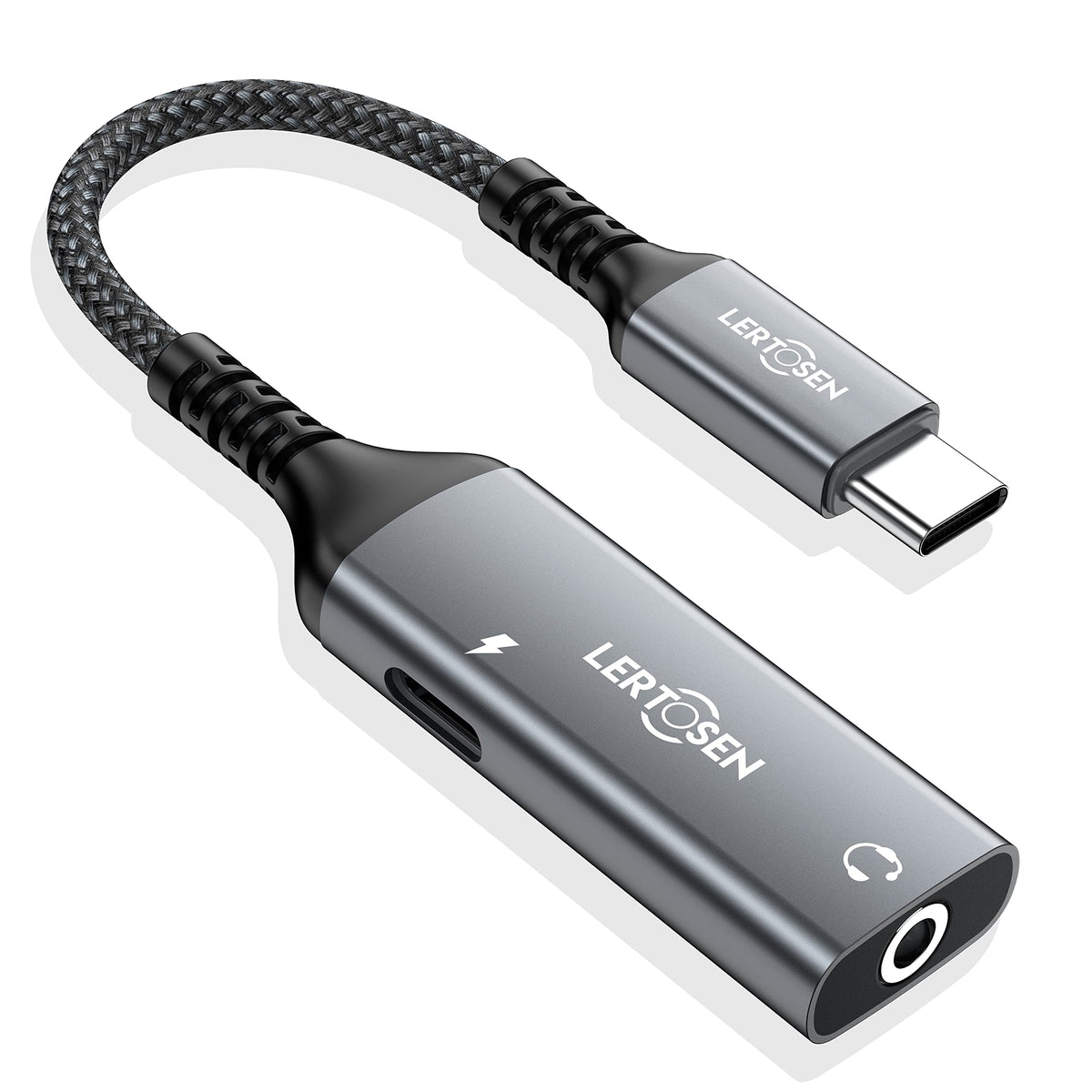 Lertosen USB C to AUX dongle with compact design enables stable audio and charging on the go.